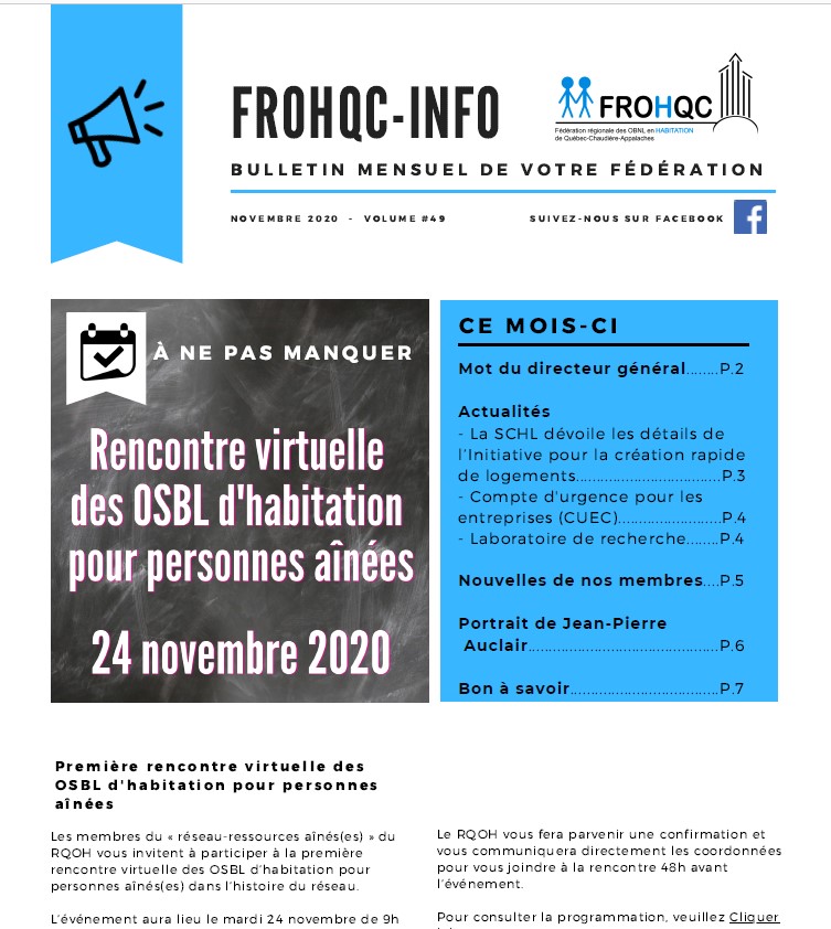 Bulletin FROHQC-Info novembre 2020